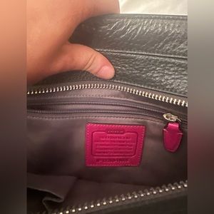 Grey and pink coach purse